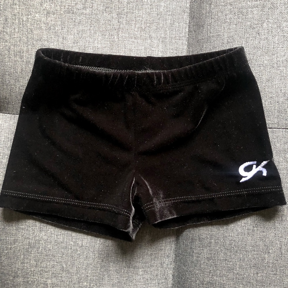 GK Elite Gymnastics Cheer Dance Leotard Black Velvet Velour Short.